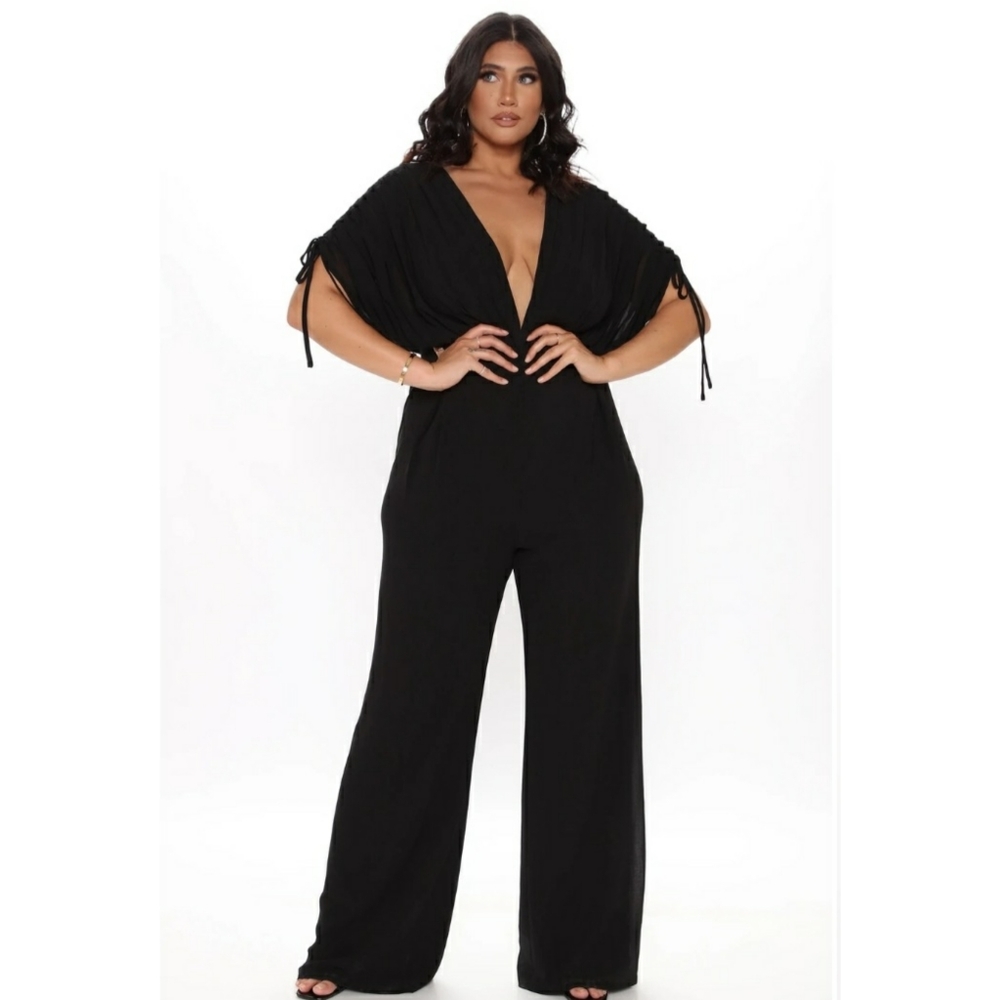 Plunging Neckline Jumpsuit